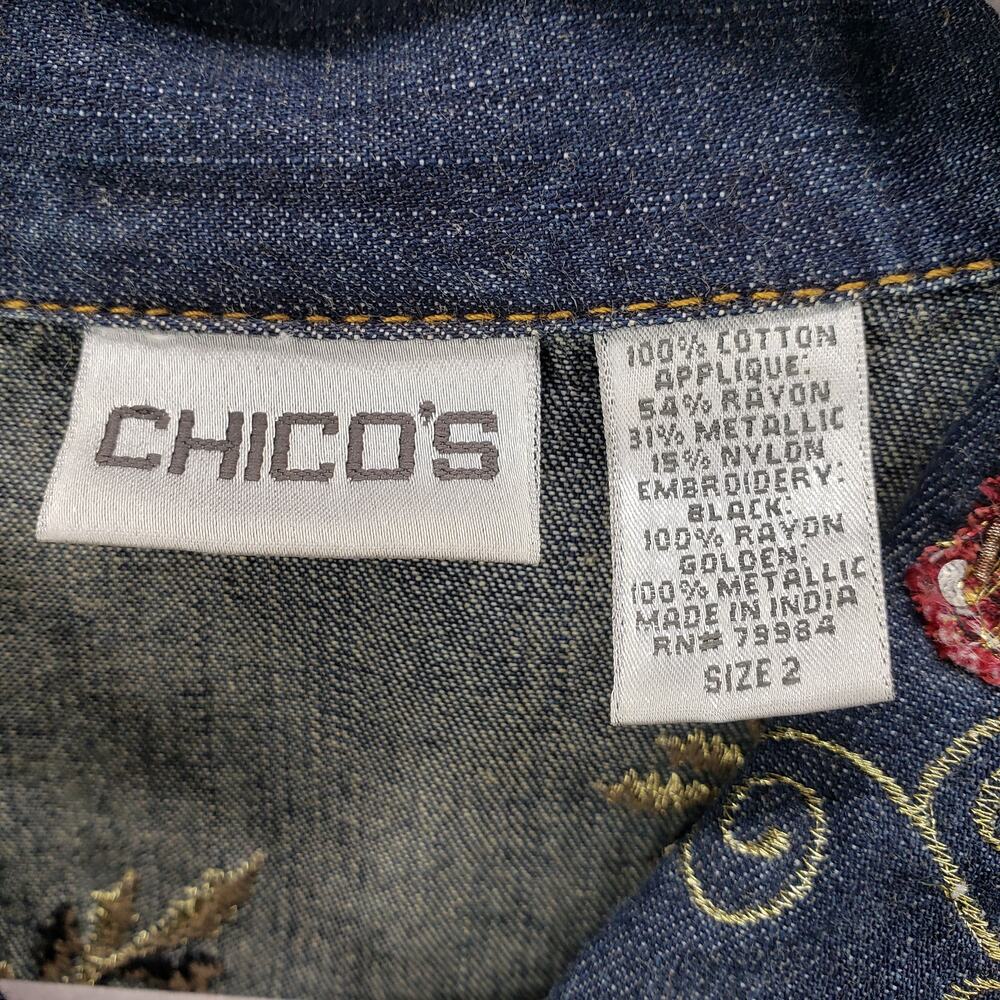 Chico's Women's Embroidered Patchwork Button Fron… - image 8